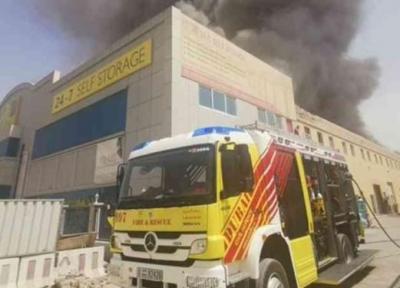 آتش سوزی در منطقه صنعتی جبل علی امارات