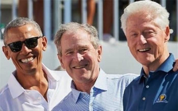 سه رئیس&zwnjجمهور سابق آمریکا مقابل دوربین واکسن کرونا می&zwnjزنند