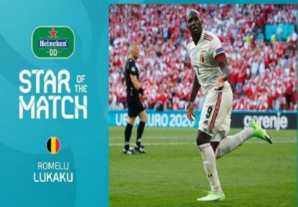 یورو 2020، لوکاکو بهترین بازیکن دیدار دانمارک - بلژیک لقب گرفت